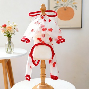 Pet Raincoat Heart Print Waterproof Coat For <b>Small</b> Medium Dogs Cats Four Seasons Outdoor Wear - Product Image 1