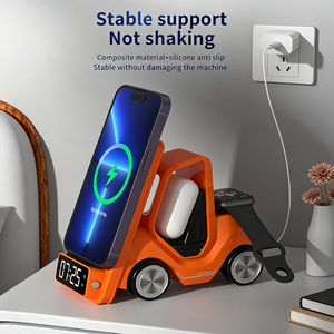 <span class=keywords><strong>Cargador</strong></span> Inalámbrico 3 en 1 para Múltiples Dispositivos, Bobina Móvil con Sensor Automático, Carga Rápida de 15W, con Reloj y Luz para Dormitorio - Product Image 5