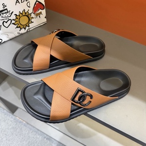 Luxury Designer Slides <b>Slippers</b> Classic Brown Microfiber Leather <b>Slippers</b> For Men Anti-Slippery Eva Sole Summer Custom <b>Slippers</b> - Product Image 3