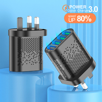 Adaptateur mural multi-USB 4 ports QC3.0 30W 5V/3A, chargeur rapide avec protection OTP/OVP, certifié CE, prise UK pour Android, parmi les plus vendus