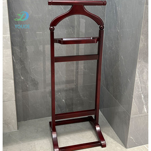 市場卸売無垢材洋服ハンガー靴ハンガー赤茶色木製コートラック - Product Image 5