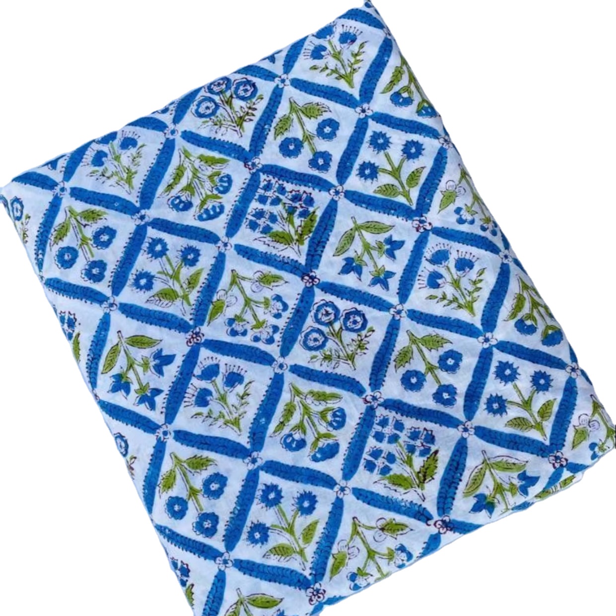 Beautiful Hand Block Printed Woven 100% Cotton Fabric Raw Material for Home Textile Use Lightweight Washable Meter Factory