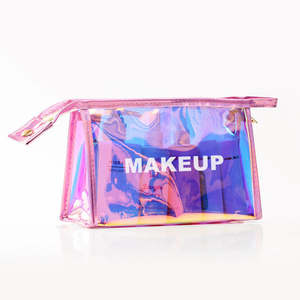 Bolsa de PVC triangular impermeable transparente con cremallera, organizador cosmético de moda y estuche para lápices para viajes - Product Image 6