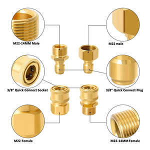 Raccord rapide en laiton M22 x 1,5 pour adaptateur de tuyau de nettoyeur haute pression, connecteur mâle-femelle - Product Image 4