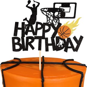 Decorazione per Torta di <span class=keywords><strong>Compleanno</strong></span> a Tema Basket per Fan Club Maschili e Femminili con Design 'Buon <span class=keywords><strong>Compleanno</strong></span>' - Product Image 2