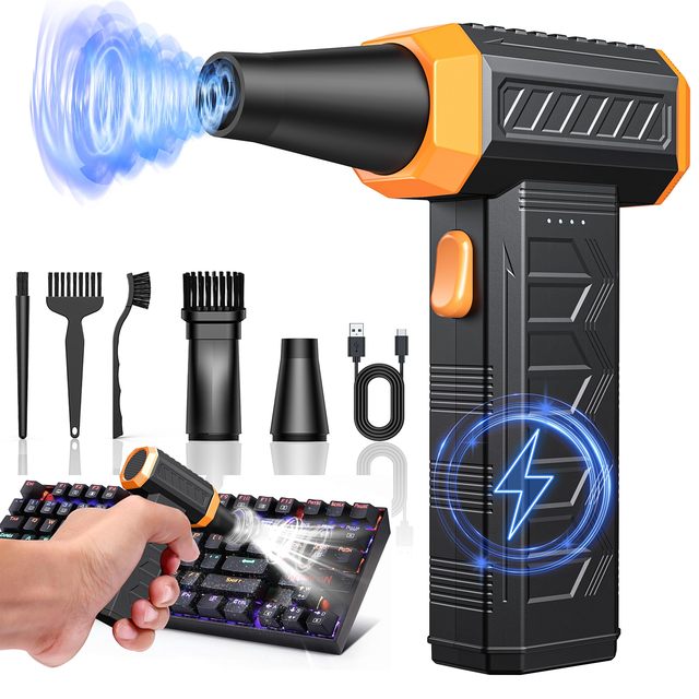 Electric Air Duster 110000 RPM 3-Speed LED Keyboard & Screen Cleaner for Computer/Car with ABS Material and Turbo Fan