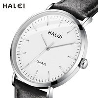 Envío Directo HALEI Nuevo Reloj Original de Cuarzo con Correa de Cuero Resistente al Agua 3BAR con Código de Barras y Movimiento Japonés al por Mayor