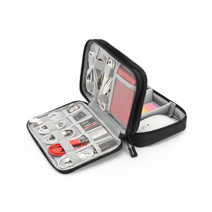 Sac de rangement pour accessoires numériques en gros, en microfibre et cuir synthétique, avec fermeture éclair, style simple et portable pour équipement numérique - Product Image 1