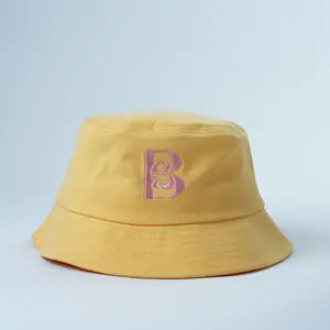 Chapéu Bob com logotipo personalizado bordado, chapéu de sol com logotipo personalizado, chapéu de balde 100% algodão com logotipo personalizado