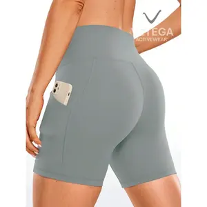 Shorts de Yoga Vetega de Cintura Alta para Mujer, Gris, Secado Rápido, Transpirables, que Absorben la Humedad, Levanta Glúteos, Ajuste Holgado con Bolsillos, 92% - Product Image 2