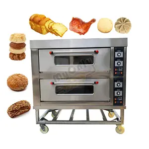 China Gas Type Easy Double Deck Steam 3 Deck 6 Tray Cookie Bake Deck Oven Modern Bread Bakery Equipment