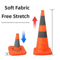 Cône de signalisation rétractable et pliable de 30 cm, réfléchissant, en tissu Oxford avec base en PP, pour la sécurité routière et les situations d'urgence, sans signal sonore.