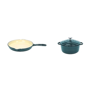 Juego de utensilios de cocina de hierro fundido esmaltado-7 piezas que incluyen Horno Holandés, sartén, cacerola, <span class=keywords><strong>olla</strong></span> para salsa, 3 tapas - Product Image 3