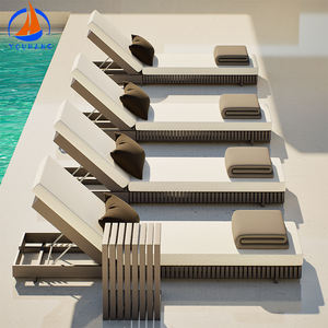 Nuevos muebles de playa de lujo <span class=keywords><strong>Mesa</strong></span> de jardín de aluminio 80 cm Más 4 sillas Patio italiano Piscina Sillas de playa de aluminio con visera - Product Image 6