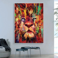 Lukisan Dinding Kanvas Singa Seni Grafiti Hewan Modern Poster Seni Cetak Lukisan Dinding Cuadros untuk Ruang Tamu Dekor Dinding Rumah