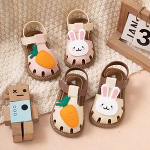 <span class=keywords><strong>Sandales</strong></span> d'été pour filles, motif lapin et carotte, antidérapantes, chaussures plates pour enfants, semelles souples, <span class=keywords><strong>sandales</strong></span> de plage pour tout-petits - Product Image 1