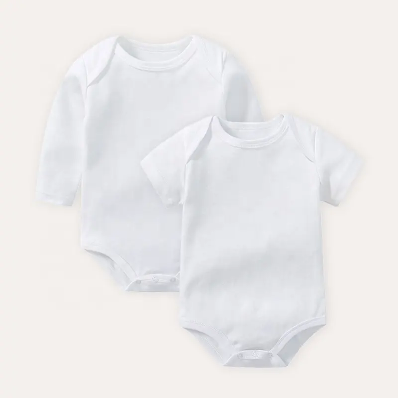 Macacão de algodão orgânico certificado, roupas para bebês, feito sob encomenda, 100% de algodão orgânico, manga curta, unissex, branco, macacão, macacão