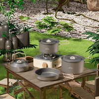 Estufa de Cocina Portátil Resistente, Estufa de Camping sin Humo con Juego Completo de Utensilios de Cocina para Viajes de Camping en Familia y Solitarios