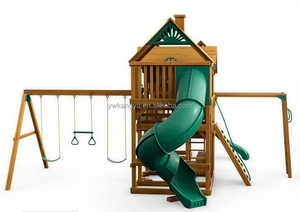 Trẻ em của sân chơi ngoài trời thiết bị nhà gỗ với <span class=keywords><strong>Swing</strong></span> và trượt cho trẻ em - Product Image 2