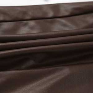 Pantalon en similicuir PU pour femme, taille haute, coupe droite, marron, style business décontracté, longueur cheville, finition mate - Product Image 6