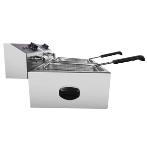 Friggitrice Elettrica Professionale Commerciale da Banco a Due Vasche per Ristorante per Tacchino, Pollo e Patatine Fritte - Product Image 4