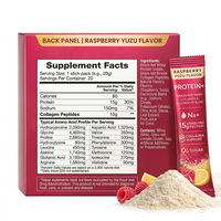 Sabor Frambuesa Yuzu, Proteína+ Colágeno de Suero de Leche de Animales Alimentados con Pasto, Mezcla de Electrolitos en Polvo en Sobres, Alivio del Estrés, 0g de Azúcar, OEM, Marca Privada