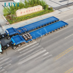 รถพ่วงพื้นเรียบต่ำแบบกู๊สเนค ยี่ห้อ LUYI 10 <span class=keywords><strong>เพลา</strong></span>เหล็ก ขนาด 22 ม.*3 ม. ระบบยกไฮดรอลิก พร้อมเพลาบังคับเลี้ยว รับน้ำหนัก 200 ตัน - Product Image 5
