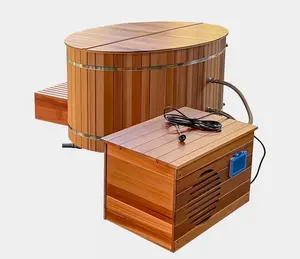 Nuovo Design 2 persone piccola piscina di ghiaccio in legno per il recupero del Fitness tuffo freddo con refrigeratore d'acqua