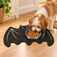 Tapis d'alimentation pour animaux de compagnie en silicone à double compartiment, antidérapant, imperméable, résistant aux déversements, motif animal