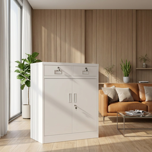 Modern Metal Filing <b>Cabinet</b> with 2 Drawers <b>Lockable</b> Office Storage Unit for Commercial Use White Minimalist Design - Product Image 2