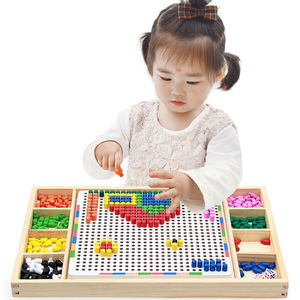 Rompecabezas Unisex para niños, juguetes de madera, tablero de ensamblaje de combinación de uñas de setas de diseño intelectual para 2-4 y 5-7 años - Product Image 1