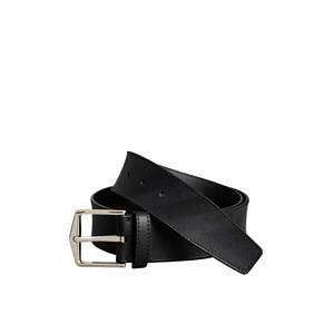 Cinturones de Cuero Genuino en Oferta con Hebilla Rectangular Plateada, Diseños Personalizables, Cinturón Casual para Hombre con Impresión de Logotipo - Product Image 1