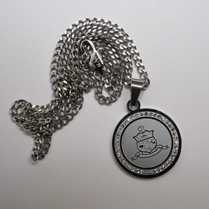 <span class=keywords><strong>Collier</strong></span> pendentif bouclier personnalisé avec lettres grecques, pendentif blason, cadre en zircon, bijoux gravés sur mesure, médaille de fraternité et de sororité, cadeau - Product Image 4