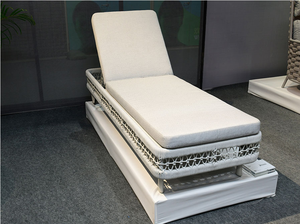 Alta Costura Jardín de mimbre al aire libre <span class=keywords><strong>tumbona</strong></span> ajustable <span class=keywords><strong>reclinable</strong></span> silla plegable de jardín playa <span class=keywords><strong>tumbona</strong></span> - Product Image 4