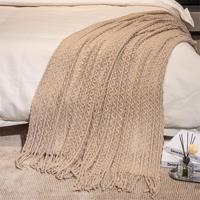 Vente en gros, couverture super douce en tricot pour canapé, chaise, canapé, oreille de blé solide pour canapé, lit, voyage