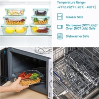 Boîtes de conservation alimentaire en verre pour préparation de repas, hermétiques, type bento, pour collations et déjeuner, avec couvercles verrouillables anti-fuite