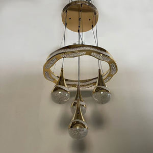 モダンな高品質の温白色LEDペンダントライト、高さ調節可能なゴールデンLEDシャンデリア（リビングルーム/レストラン用）(2754/<span class=keywords><strong>3</strong></span>+1) - Product Image 3