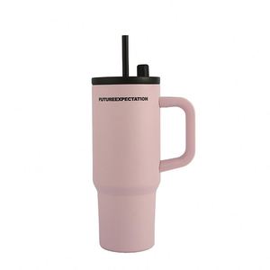 Mug de voyage isotherme sous vide 720 ml (24 oz) avec poignée, couvercle, paille et base antidérapante pour café froid - Product Image 5