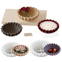 Moule en silicone Poppy, plaque ronde à dentelle ondulée, pour bougies, coupelles et bols de rangement, pour la création de bijoux en résine époxy et de créations en plâtre