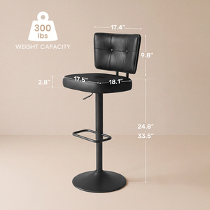 <b>Adjustable</b> <b>Height</b> Swivel Bar <b>Stool</b> with Tufted Backrest PU Leather Bar Chair with Footrest for Kitchen Island Counter Home Bar - Product Image 6