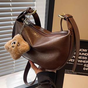 Bolso de Hombro/Bandolera/Bolso Tipo Dumpling de Moda para Mujer, Textura Superior, Correa Única, Cierre de Cremallera, Material de PU, para Uso Diario y Viajes - Product Image 2