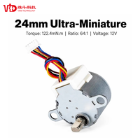 Moteur pas à pas à engrenages 24 mm VGSM24163 NEMA 10 12V 11,25 degrés 2 phases, avec boîte de vitesses 64:1, pour essuie-glace de caméra de surveillance