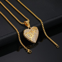 Hip Hop Iced Out CZ Coeur Amour Étanche Non Ternir Sans Acier Inoxydable De Mode Bijoux Pendentif Colliers Hommes Homme Homme