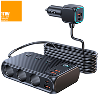 Adaptateur allume-cigare 9-en-1 2026 avec affichage LED de tension, chargeur de voiture et extension à 3 prises