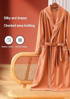 Peignoirs gaufrés unisexes avec logo brodé personnalisé, peignoir long en tricot gaufré, robe de spa, kimono à manches longues, chemise de nuit adulte