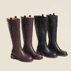 <span class=keywords><strong>Bottes</strong></span> hautes d'équitation pour femmes, confortables, avec boucle en métal et fermeture éclair, pour <span class=keywords><strong>mollets</strong></span> larges et largeurs variées - Product Image 3