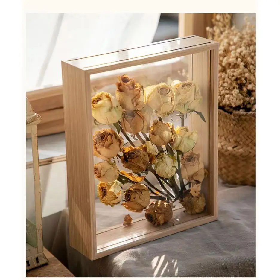 Alta qualità moderna decorazione per la casa display floreale in legno ombra scatola cornice per foto