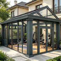 Kit de véranda en aluminium HUACAI, maison en verre préfabriquée, jardin d'hiver 4 saisons pour villa
