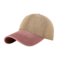 Casquette de baseball unisexe en denim lavé, coton doux, style vintage colorblock, réglable, à carreaux, tendance, protection solaire, vente en gros