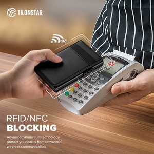 TILONSTAR TVC316 Cadeau Rfid Blocage Crazy Horse Cuir Aluminium Pop Up Portefeuille Bi-Fold Porte-Cartes Portefeuille - Product Image 5